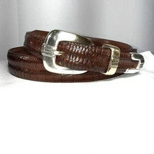 Daniel Cremieux Belt, Crocodile Embossed Print Brown Full Grain Leather 42/105
