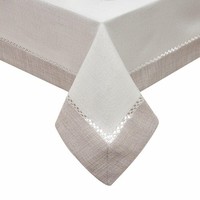 Mitteldecke TischläUfer Tischdecke 85 X 85 Cm Weiß Mit Borte Modern Boho Dekora