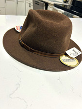 Stetson Explorer Hat Brown Men s XL Fedora Solid Crushable Water Repellent