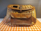 Antique Fishing Creel Basket With Leather. Nice!