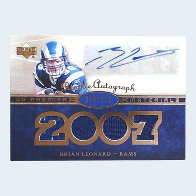 Brian Leonard 2007 Upper Deck Premier Rookie Autographed Materials Gold 029/175
