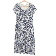 Peruvian Connection Floral Midi Dress Womens M Beige Cottagecore Boho Bloomcore