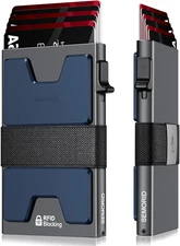 Slim Aluminum Card Holder Wallet for Men, Durable Expandable Backplate, RFID Blo