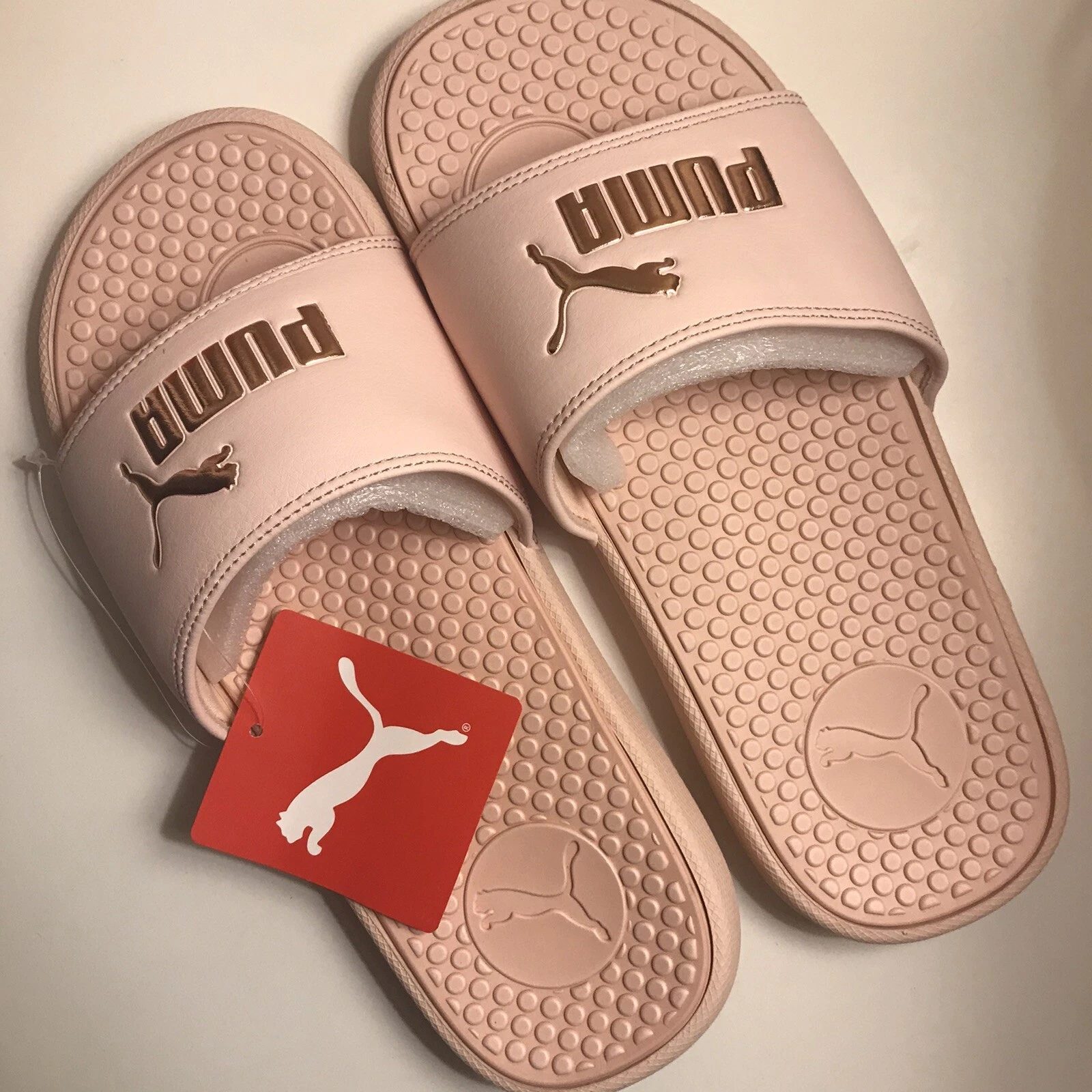 Scarpe sandali Puma Cool Cat donna rosa chiaro sintetici slide nuovi con etichetta taglia 7