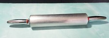 Silver Aluminum Metal Rolling Pin 19 in Red Washers MCM Pastry Dough Vintage 
