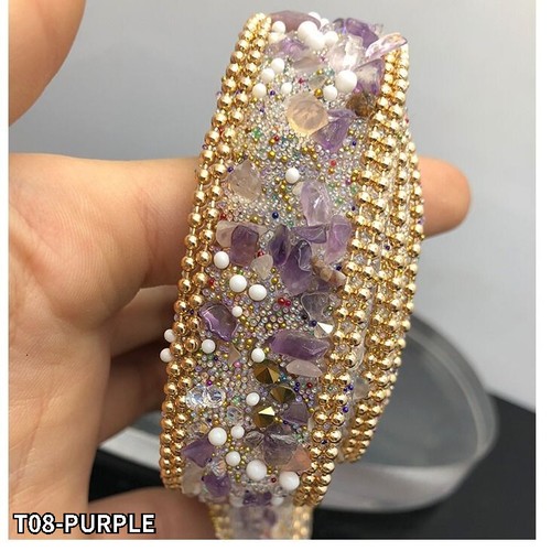 1m Rhinestone Trim Edging Hotfix Stone Beaded Ribbon Chain Iron on Applique Sew - Picture 24 of 30