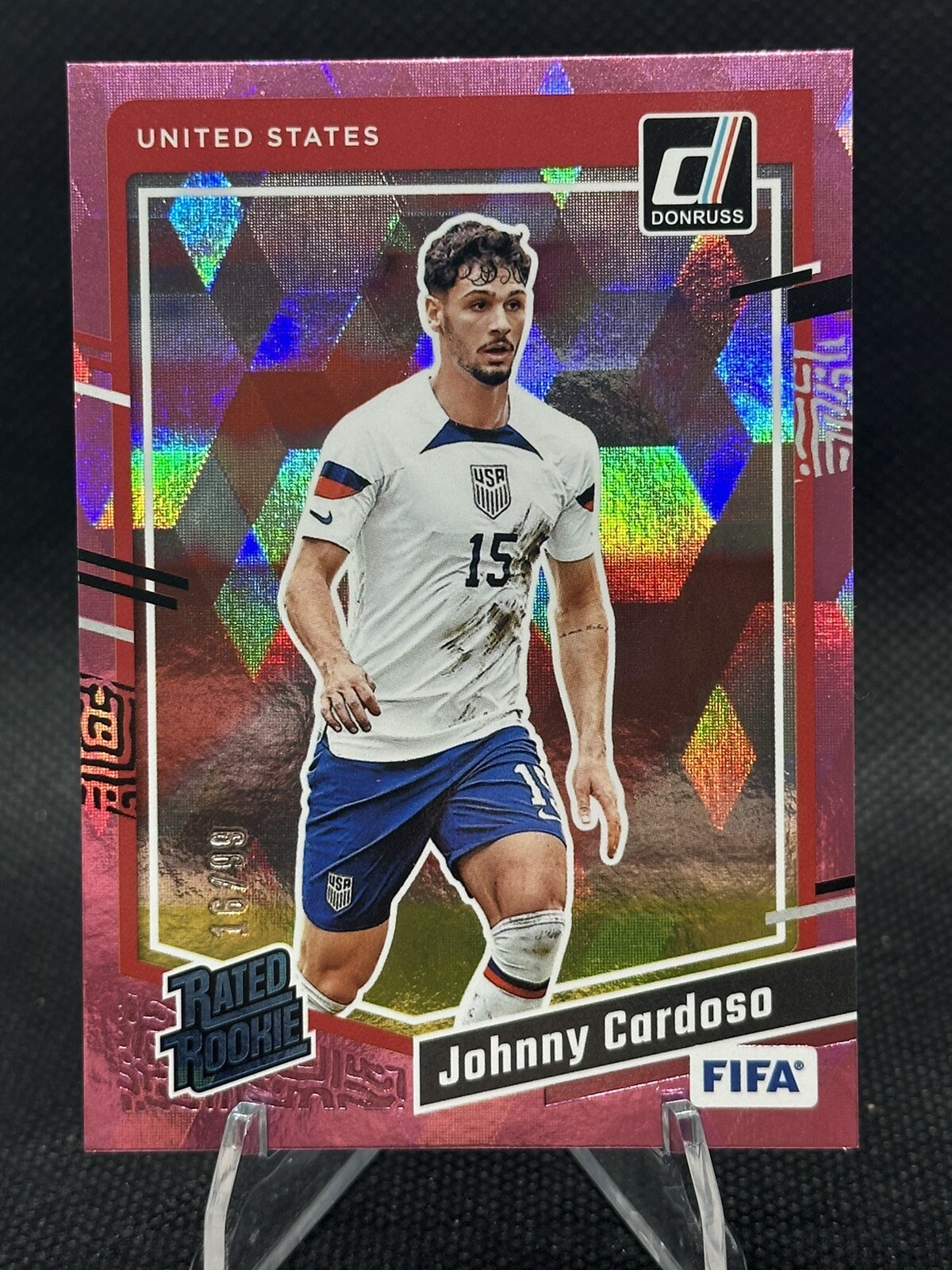JOHNNY CARDOSO 2023-24 Donruss Pink Refractor 16/99 Rated Rookie USA