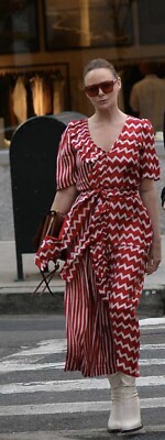 goop red dress Gwyneth Paltrow Channels Cozy Glam in Blood Orange Stella McCartney Midi Dress on 'Jimmy Fallon,' Talks Goop Gift Guide