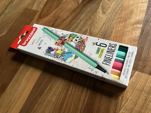 Bruynzeel Fineliner Pen Set Assorted Light Colours Pack of 6 New - Picture 2 of 3