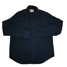 Field Stream Shirt Mens Medium M Long Sleeve Button Up Shirt Plaid Blue FLAW