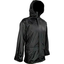 LADIES WATERPROOF WINDPROOF BLACK JACKET Womens sizes plain black hooded coat