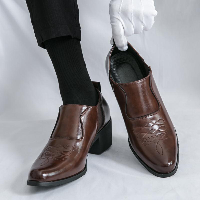 SAOLA Scarpe uomo lavoro formali eleganti business inglesi pull on matrimonio blocco tacco grosso