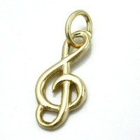 SchmuckanhäNger NotenschlüSsel 14Kt 585 Gold Gelbgold Neu Halsschmuck Unisex