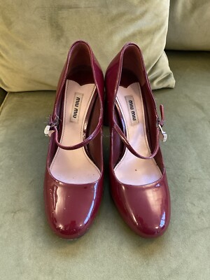 Miu Miu Red Mary Jane Shoes Miu Miu Burgundy Patent Mary Jane Heels UK