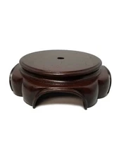 Lamp Base Figurine Display Oriental Pedestal Plant Stand 6" Dark Wood Finish 