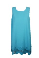 Monteau Plus Size Teal Sleeveless Embroidered Tunic S