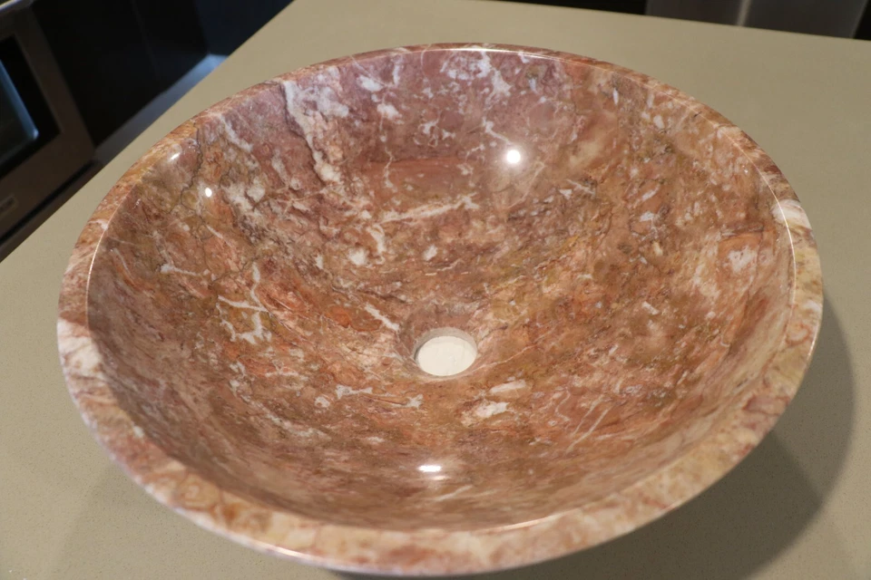 Fregadero de baño de mármol de 16" Foto 3 de 4