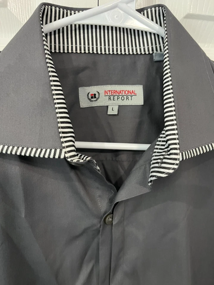 International Report Men's Gray Button Down Shirt Long Sleeve Size Large - Image 2 of 2