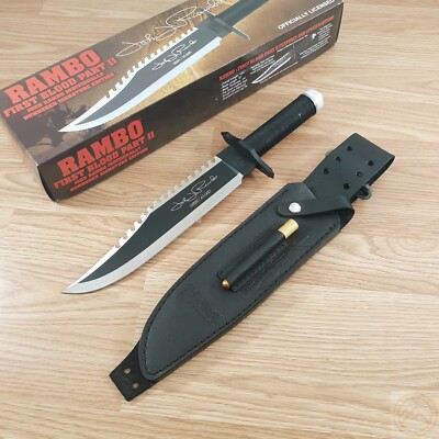 Rambo First Blood II John Rambo Fixed Knife 10'' Stainless Blade Cord-Wrap Handle