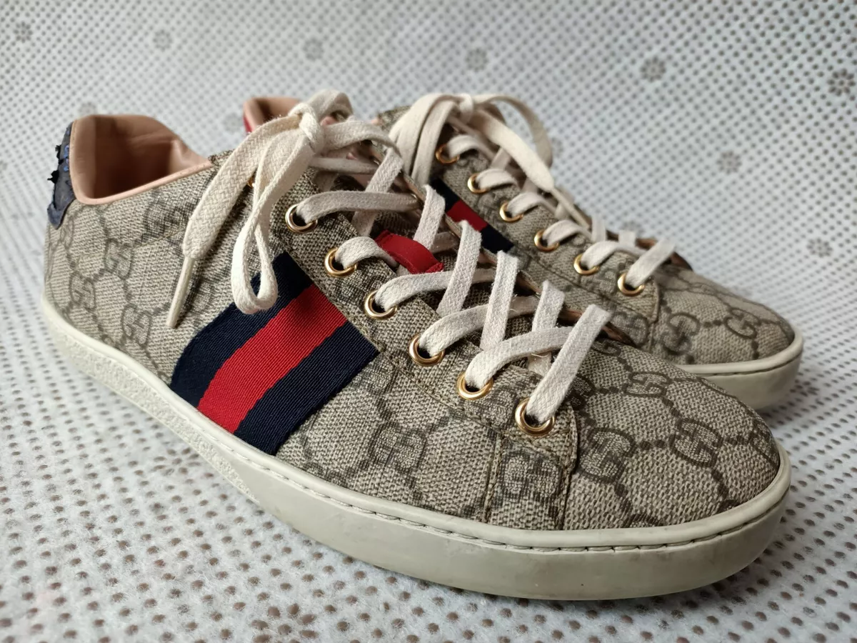 Gucci Men's Ace GG Supreme Sneaker, Beige, GG Supreme Fabric