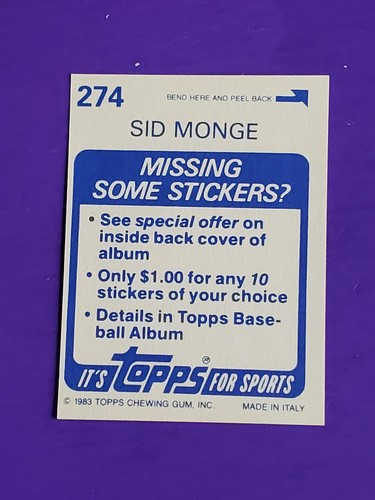 1983 TOPPS BASEBALL STICKERS YOU PICK FREE SHIPPING 50% OFF 2 OR MORE - Picture 413 of 475