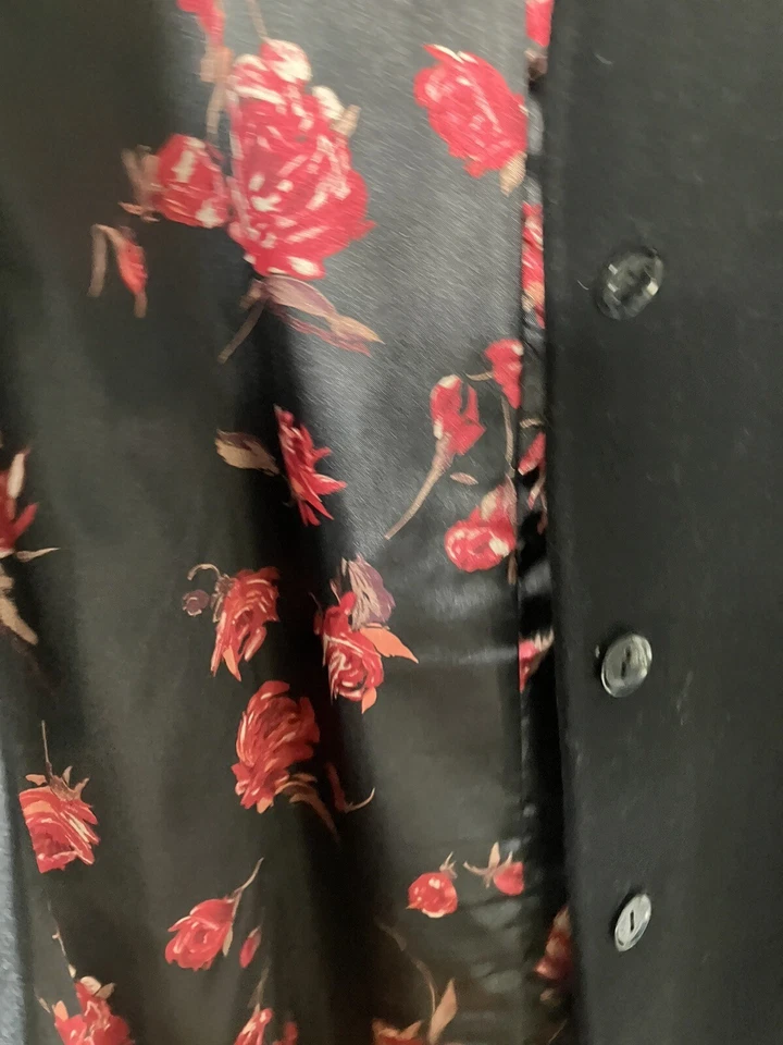 Via Spiga Coat Womens 8 Black Wool Blend Overcoat Ukraine Long Floral Lined - Изображение 4 из 4