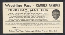 SANDOR SZABO 1940s WRESTLING PASS/TICKET Camden Armory New Jersey