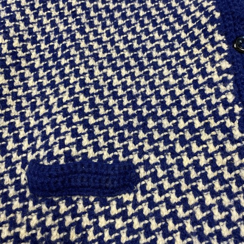 VTG Hand Knit Cardigan Sweater Womens S/M 36" Blue Button Down Preppy Academia - Picture 3 of 9