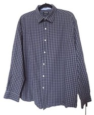 Nautica Classic Fit Blue/Gray Check Long Sleeve Button Down Shirt Men's 17 34/35
