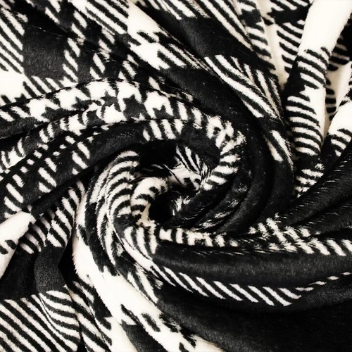 Sofá y manta decorativa de felpa suave a cuadros blanco y negro de 50x60 pulgadas - Imagen 4 de 9
