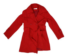 Papillon Womens Red Double Breasted Wool Blend Driving Coat Overcoat M
