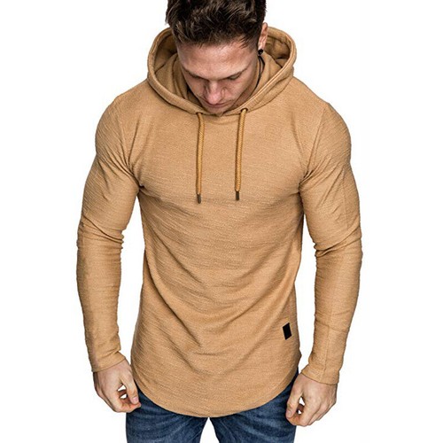 Men's Long Sleeve Muscle Hooded T-Shirt Gym Sports Slim Fit Casual Tops Blouse - Picture 7 of 14