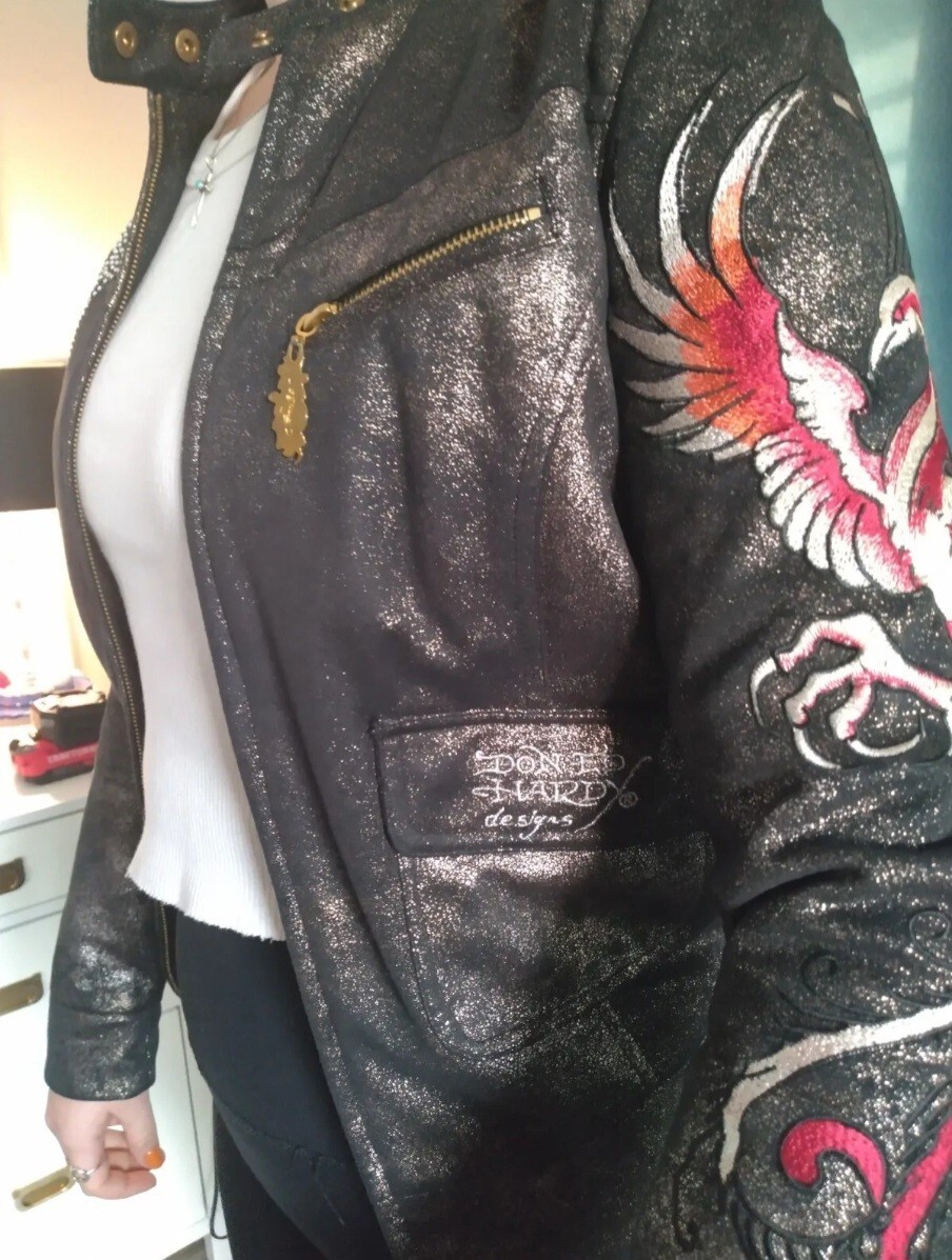 🔥🚨Vintage Christian Audigier Ed Hardy Leather Motorcycle 🔥🚨Vintage Christian Audigier Ed Hardy Leather Motorcycle