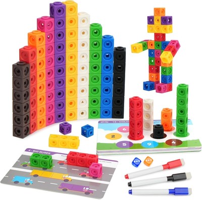 BenBen Math Cubes, Activity Set with 100 Linking 30 Preschool... 