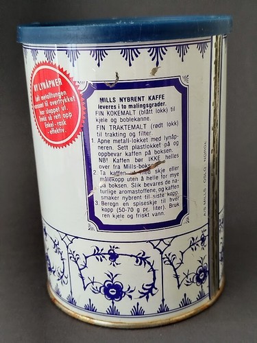 Vintage Scatola di latta caffè Norwegian Mills - Norvegia pubblicità da collezione latta - Foto 3 di 6