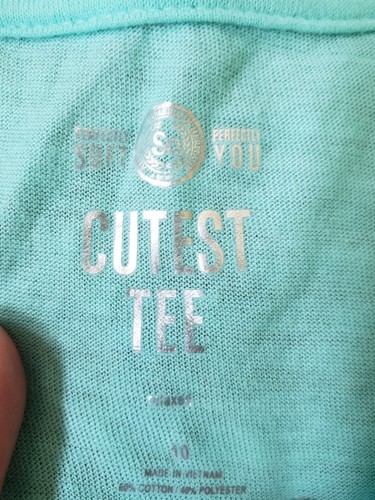 NWT SO (KOHL'S) PERFECTLY SOFT GIRLS CUTEST TEE ROUND HEM Aqua Stone Size 10 7/8 - Picture 2 of 9