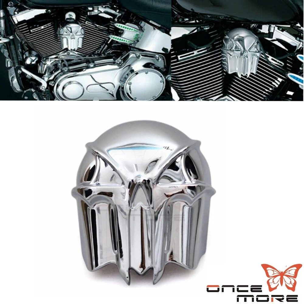 Motorcycle Chrome Stock Cowbell Skull Horn Cover For Harley Dyna