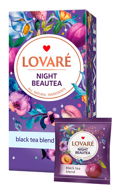 Lovare Night BeauTEA - Schwarzer Tee mit Feige, Granatapfel & Blütenblättern 24x2g