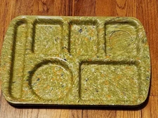 2 Granny Core PROLON WARE Melamine Cafeteria Lunch Trays Confetti 9953 Green