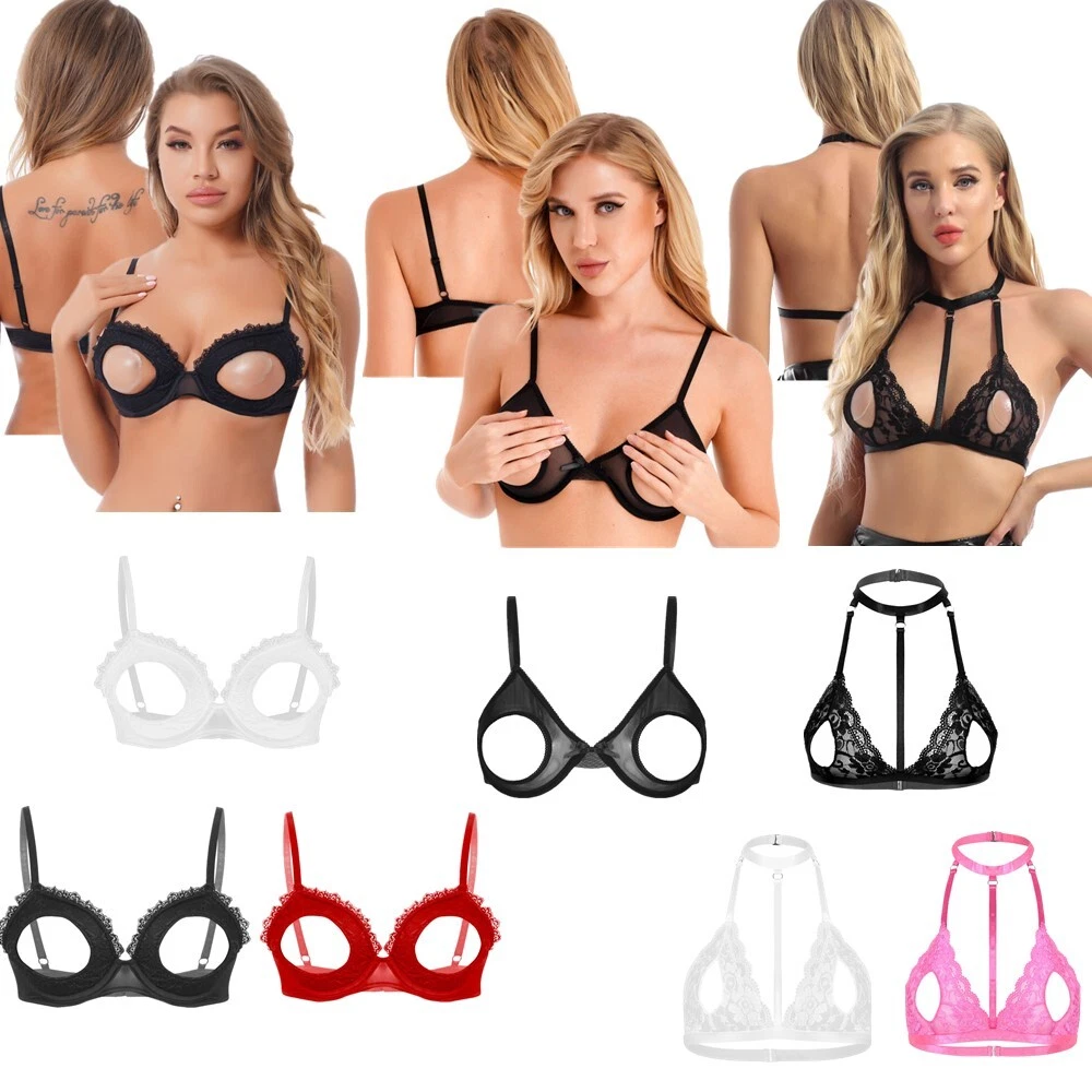 Women's Open Nipples Bra Top Brassiere Wireless Underwired Bralette Lingerie