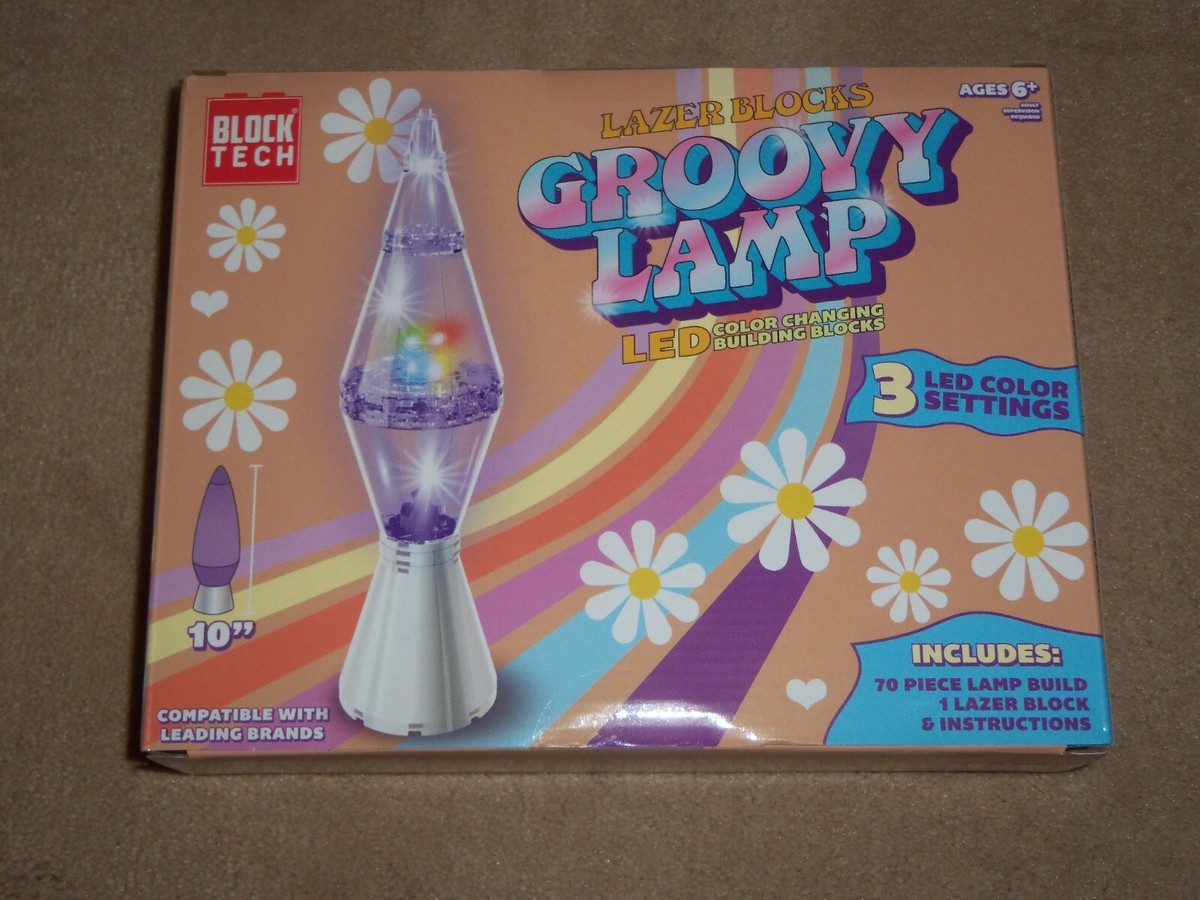 LAZER BLOCKS GROOVY LAMP Building Block Set 71 Pieces, LED COLOR