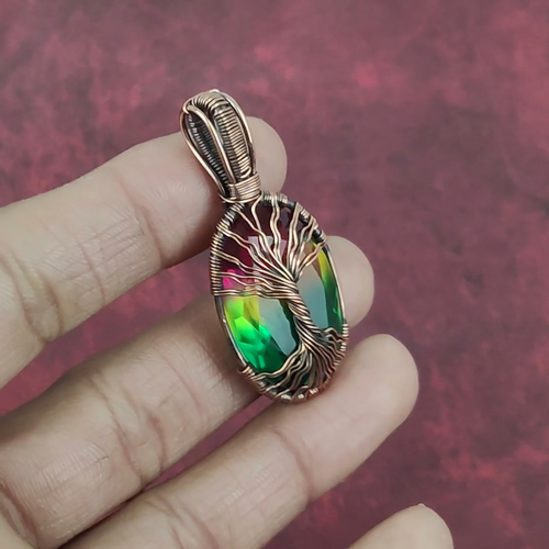 Oferta Día de la Madre Multi Turmalina Piedra Alambre Envuelto Árbol de la Vida Colgante Cobre - Vídeo 1 de 1