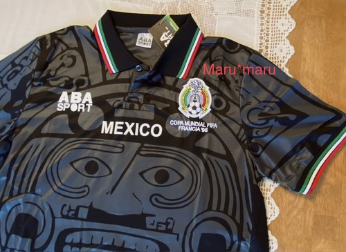 ABA SPORT Mexico  BLACK 1998 Jersey  MEDIUM RETRO France NO NAME shirt TRUE SIZE - Picture 1 of 5