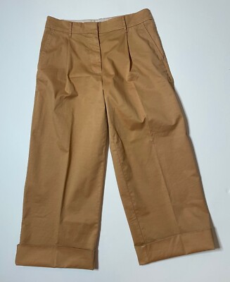 J.CREW Wide Leg Pleated Cuffed Cropped Khaki Chino Pant