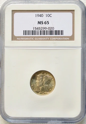 1940 MS65 Mercury Dime NGC Mint State 65 ** Coin Should Be Full Split Bands! 45