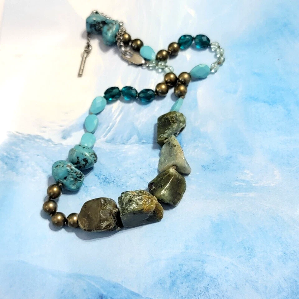 Collar de piedras preciosas semipreciosas Kenneth Cole - piedra azul y verde azul01-15 Foto 4 de 4