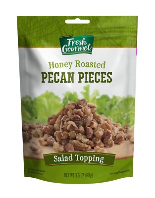 Fresh Gourmet Honey Roasted Pecan Pieces 3.5 oz Crunchy Snack