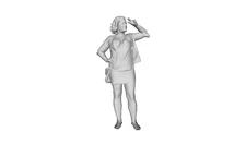 Printle E Femme 096-Woman Girl Peace Sign Satchel Figure for Dioramas Train Sets