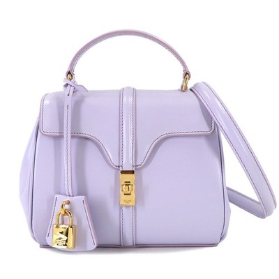 CELINE Mini 16 2way Hand Shoulder Bag Leather Purple 197983 Purse 90304893