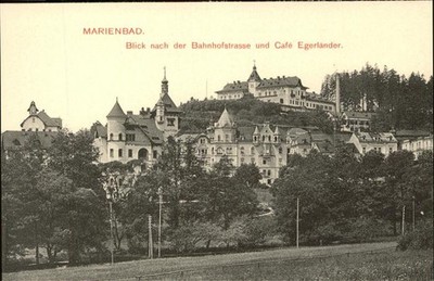 Mariánské Lázně Czech Republic Bohemia view after Bahnhofstrasse and Cafe 